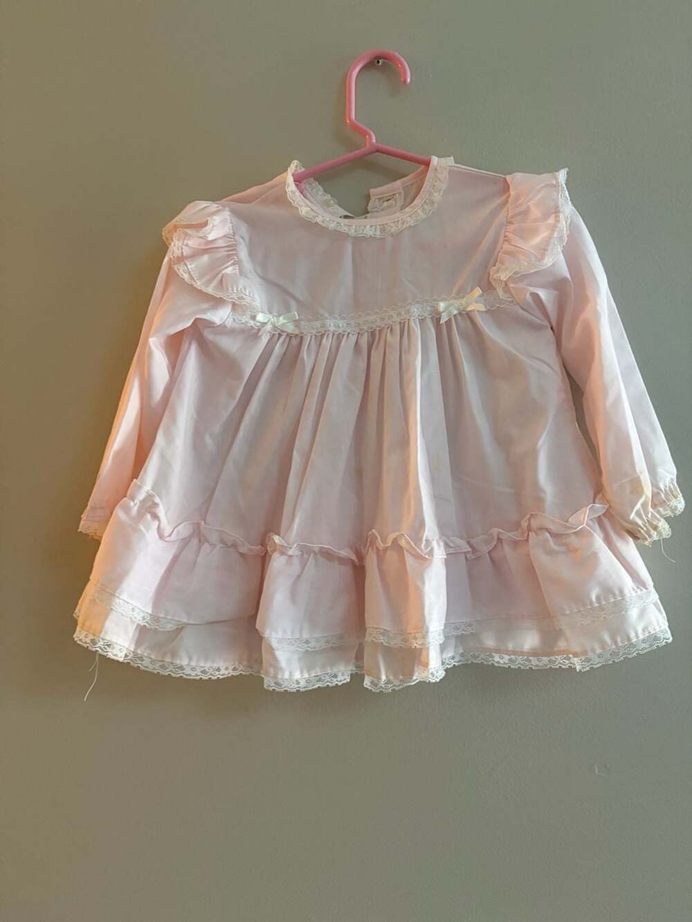 Alexis Vintage Pink Lace Ruffle Baby Girl Dress 24 Months